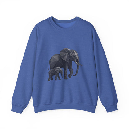 Geometric Elephant Sweatshirt, Cozy Unisex Crewneck, Animal Lover Gift, Nature Inspired Apparel, Eco-Friendly Fashion, Gift for Her