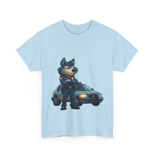 Cool Police Wolf Cartoon Shirt, Funny Cop Animal Graphic Tee,  Law Enforcement Gift T-Shirt, Tee for Dog Lovers, Gifts for Police Week