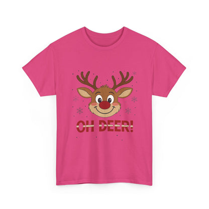 Women's Oh Deer Christmas T-Shirt, Cute Reindeer Holiday Graphic Tee, Women's Heavy Cotton Tee