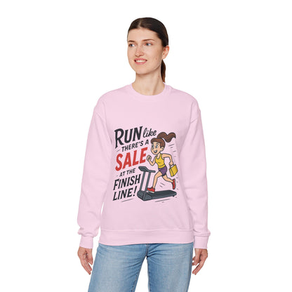 Run Like Theres a SALE at the Finish Line! Womens Sweatshirt, Funny Shopping Pullover, Treadmill Runner Gift for Her, Sale Humor Tee