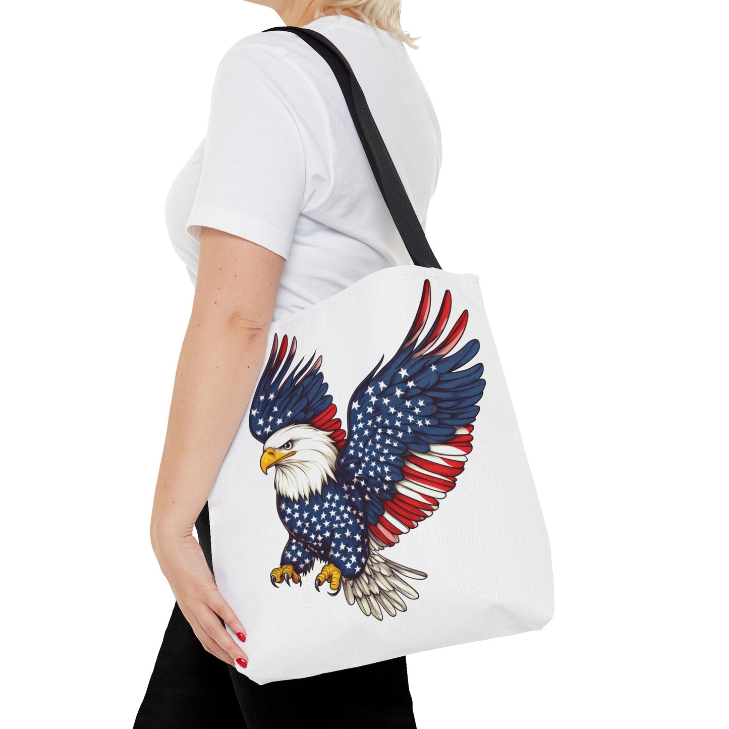 Patriotic Eagle Tote Bag, AOP, Perfect for July 4th, Festivals, Eco-Friendly Shopping, Gift for Nature Lovers, large canvas bag, beach bag