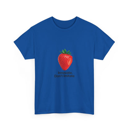 Strawberry Women's Heavy Cotton Tee, Innovate Don't Imitate Shirt,  Graphic Tee, Casual Wear, Gift Idea, Summer Style, Witty Design T-Shirt