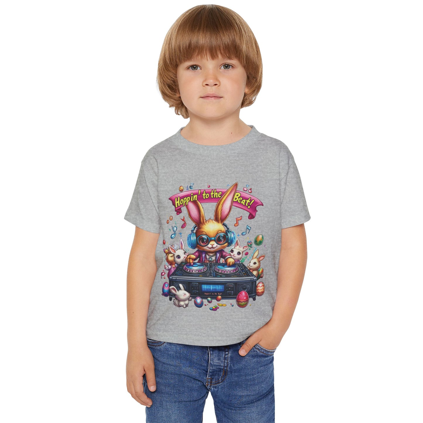 DJ Bunny Easter Toddler T-Shirt - Fun Music Bunny Tee for Kids Ages 2 - 6, Hoppin to the Beat Design, Cute Spring Holiday Gift Idea