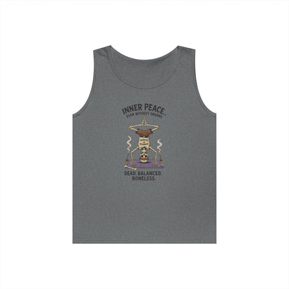 Inner Peace Skeleton Yoga Unisex Tank Top, Dark Humor Meditation Tee, Gift for Mindfulness Lovers, Yoga Shirt, Peaceful Vibes