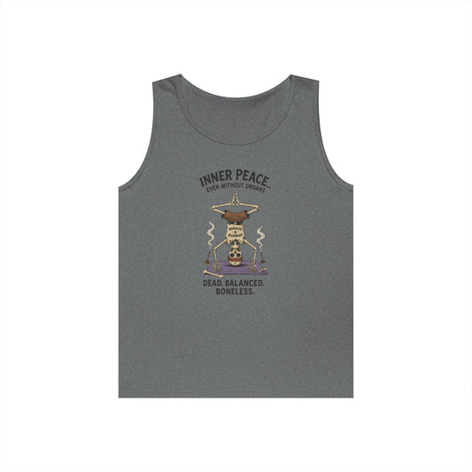 Inner Peace Skeleton Yoga Unisex Tank Top, Dark Humor Meditation Tee, Gift for Mindfulness Lovers, Yoga Shirt, Peaceful Vibes