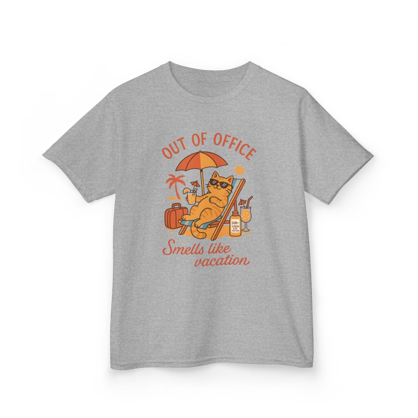 Funny Cat Vacation T-Shirt for Kids, Out of Office Beach Shirt, Summer Holiday Tee, Summer Fun, Beachwear, Travel Tee, Gift for Kids