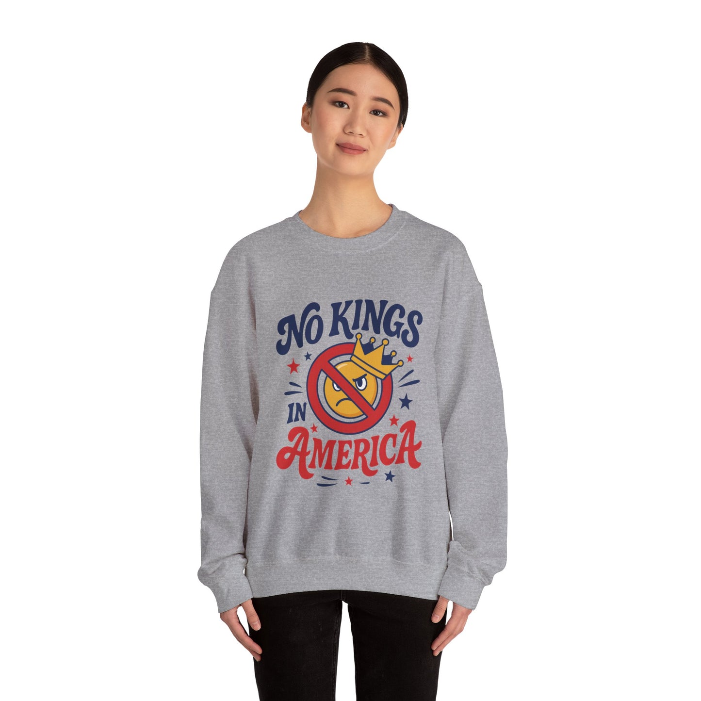 No Kings in America Sweatshirt - Funny Patriotic Anti Monarchy Pullover - USA Independence Sweater, Political Apparel, Gift for Activists