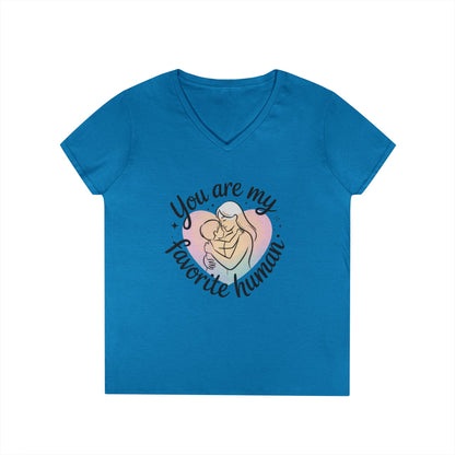 You Are My Favorite Human Mom Baby Tee, Mothers Day Gift, Pastel Heart Ladies V-Neck T-Shirt, Sentimental Mom Shirt