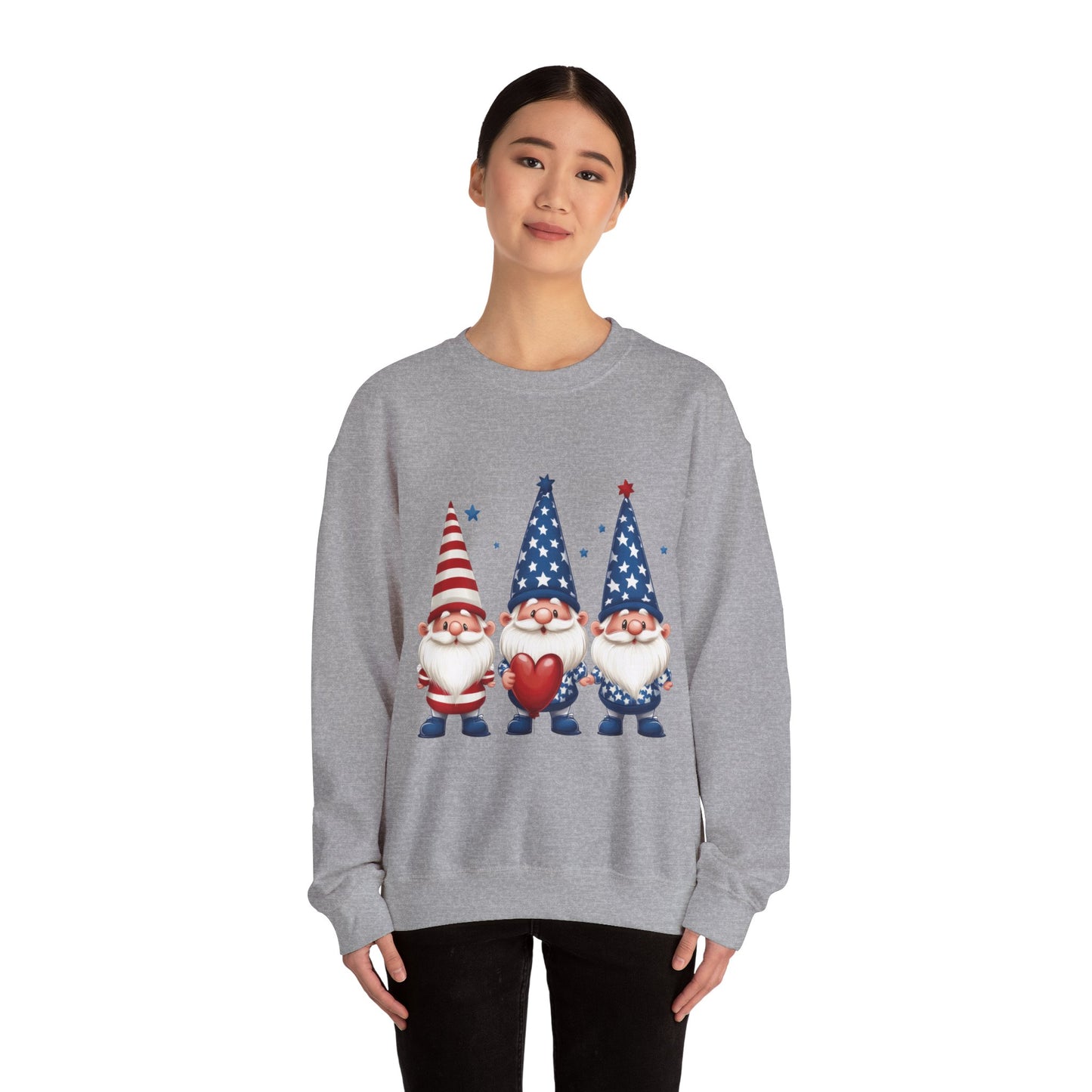 Patriotic Gnome Sweatshirt, Cozy Casual Wear for Independence Day, Gift for Gnome Lovers, 4th of July Apparel, All-Year Comfort