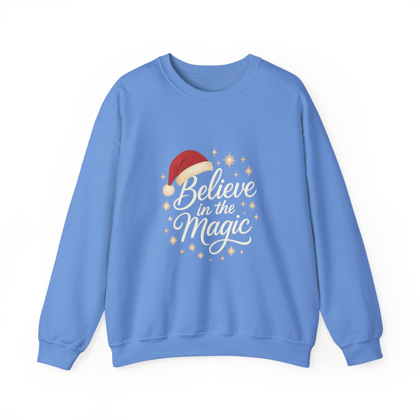 Believe in the Magic Women's Christmas Shirt, Santa Hat Holiday Cozy Sweatshirt, Women's Heavy Blend™ Crewneck Sweatshirt