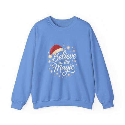 Believe in the Magic Women's Christmas Shirt, Santa Hat Holiday Cozy Sweatshirt, Women's Heavy Blend™ Crewneck Sweatshirt