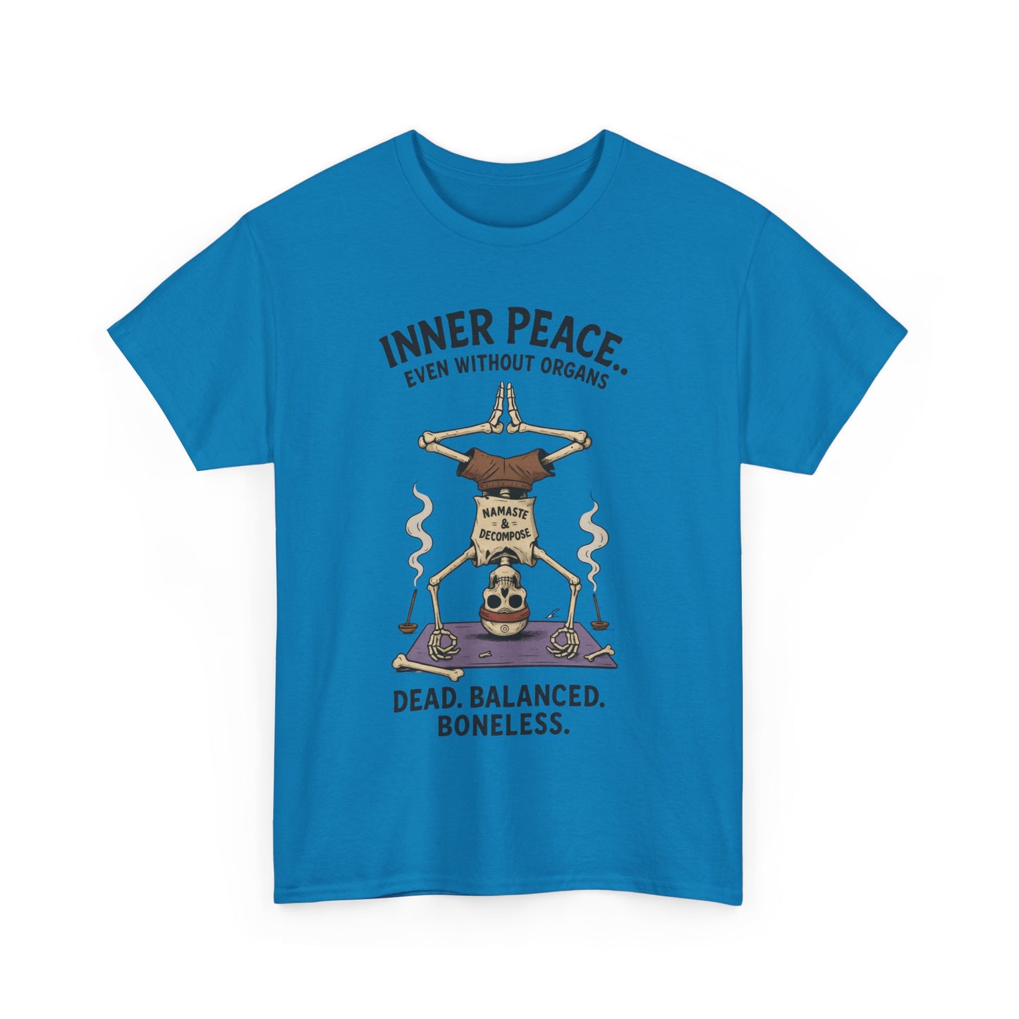 Inner Peace Skeleton Yoga Unisex Tee, Dark Humor Meditation Shirt, Gift for Mindfulness Lovers, Yoga Shirt, Peaceful Vibes