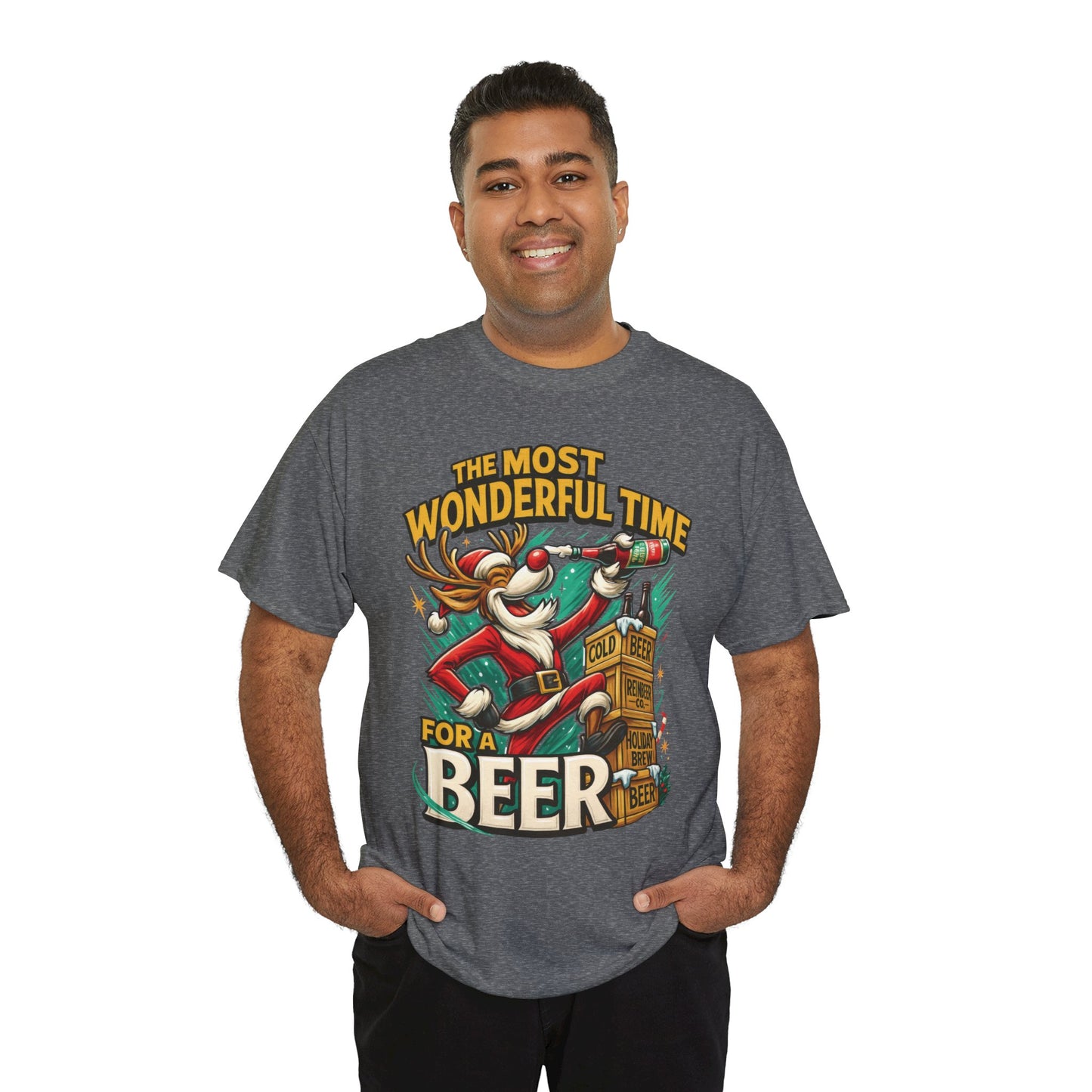 Funny Christmas Beer T-Shirt for Men, The Most Wonderful Time for a Beer