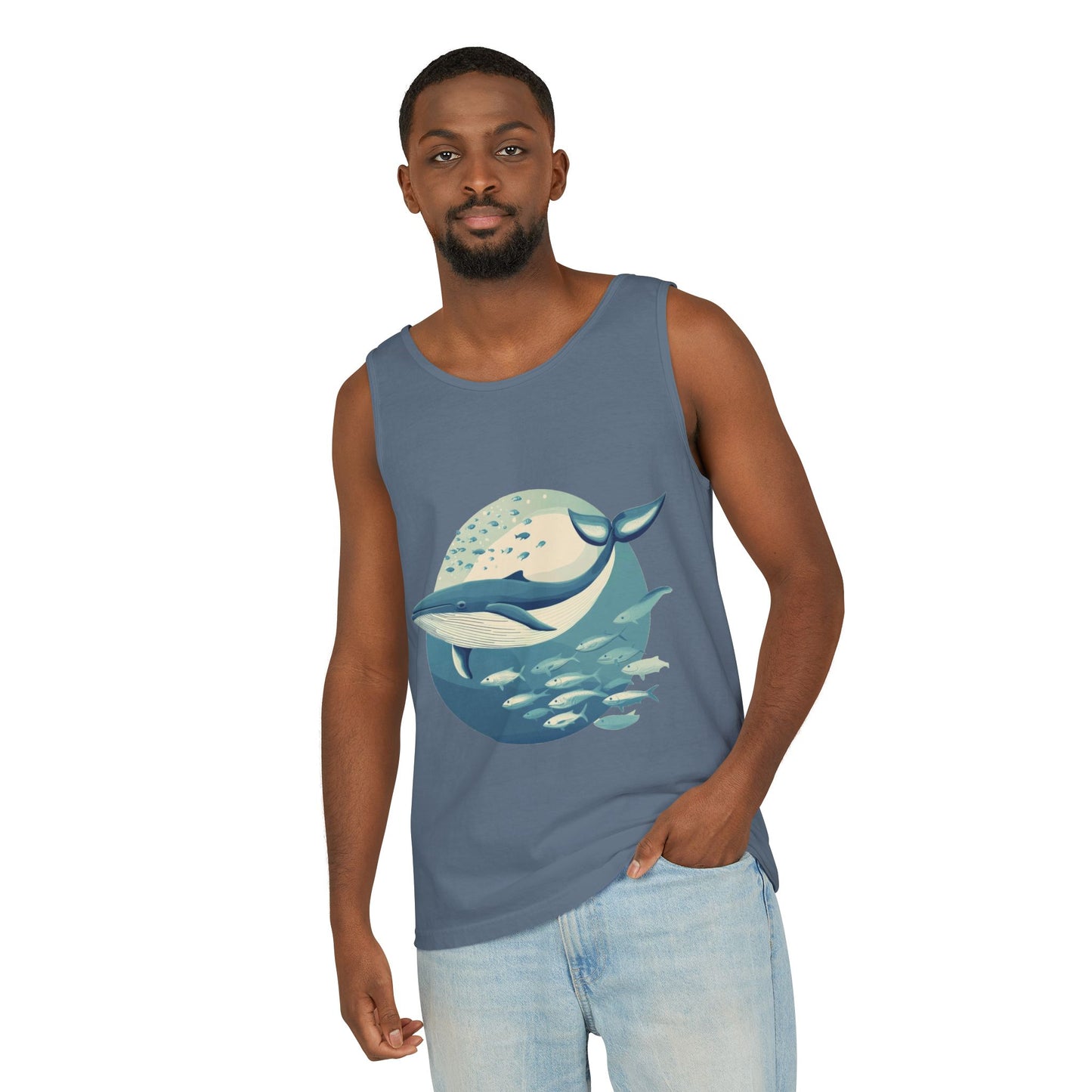 Ocean-Inspired Unisex Tank Top, Whale Design Shirt, Summer Casual Wear, Beach Vibes Gift, Eco-Friendly Fashion