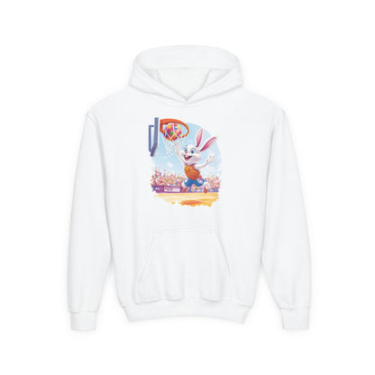Easter Basketball Bunny Kids Hoodie - Fun Bunny Dunking Egg Ball, Cute Spring Sports Sweatshirt for Kids, Easter  Gift Idea