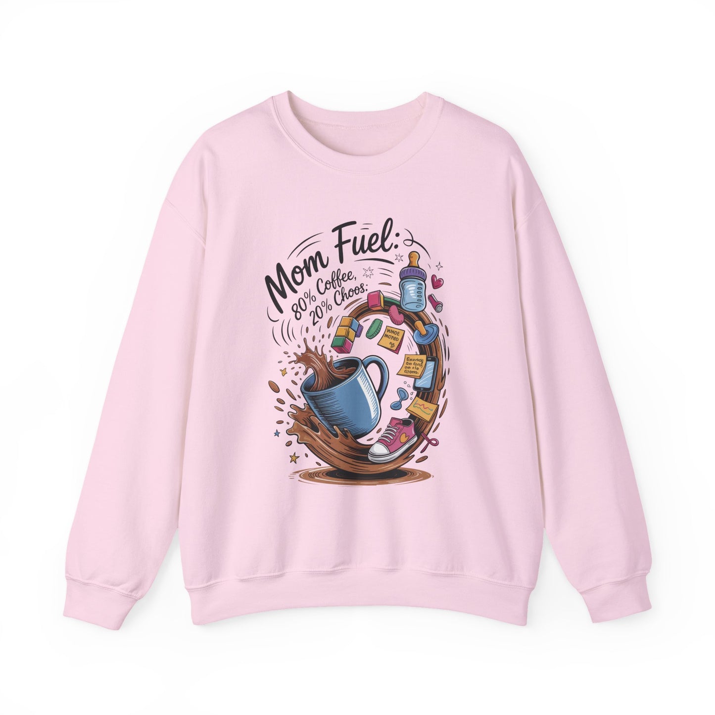 Mom Fuel Unisex Crewneck Sweatshirt, Perfect for Coffee Lovers, Gifts for Moms, Cozy Casual Wear, Funny Graphic Sweatshirt, Mother's Day