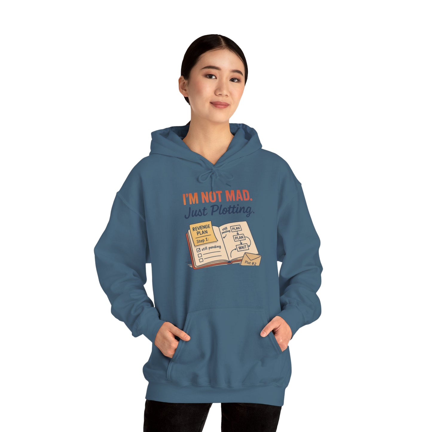 Sarcastic Womens Hoodie, Im Not Mad Just Plotting, Funny Passive Aggressive Sweatshirt Gift, Plotting Humor Hooded Womens Sweatshirt
