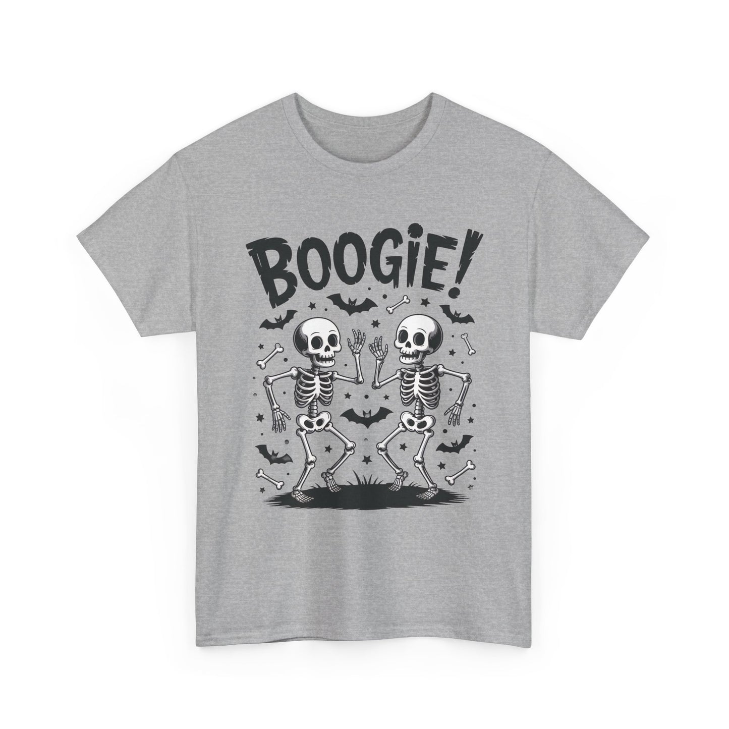 BOOGIE! Dancing Skeleton Halloween Mens's T-Shirt, Funny Spooky Graphic Tee for Men, Men'sHeavy Cotton Tee