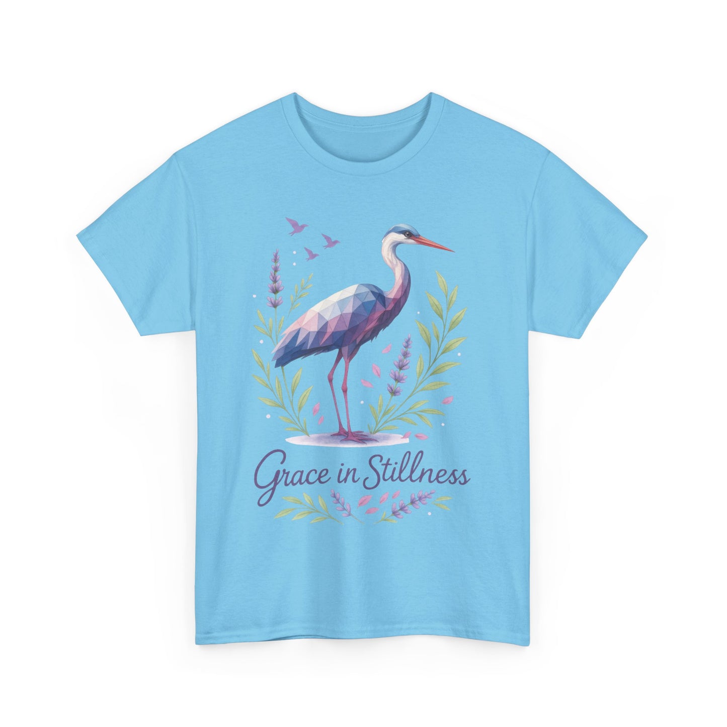 Polygonal Heron Graphic Shirt, Womens Artistic Bird Tee, Nature-Inspired Minimalist Design, Geometric Crane Tee, Bird Lovers Gift
