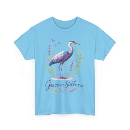 Polygonal Heron Graphic Shirt, Womens Artistic Bird Tee, Nature-Inspired Minimalist Design, Geometric Crane Tee, Bird Lovers Gift