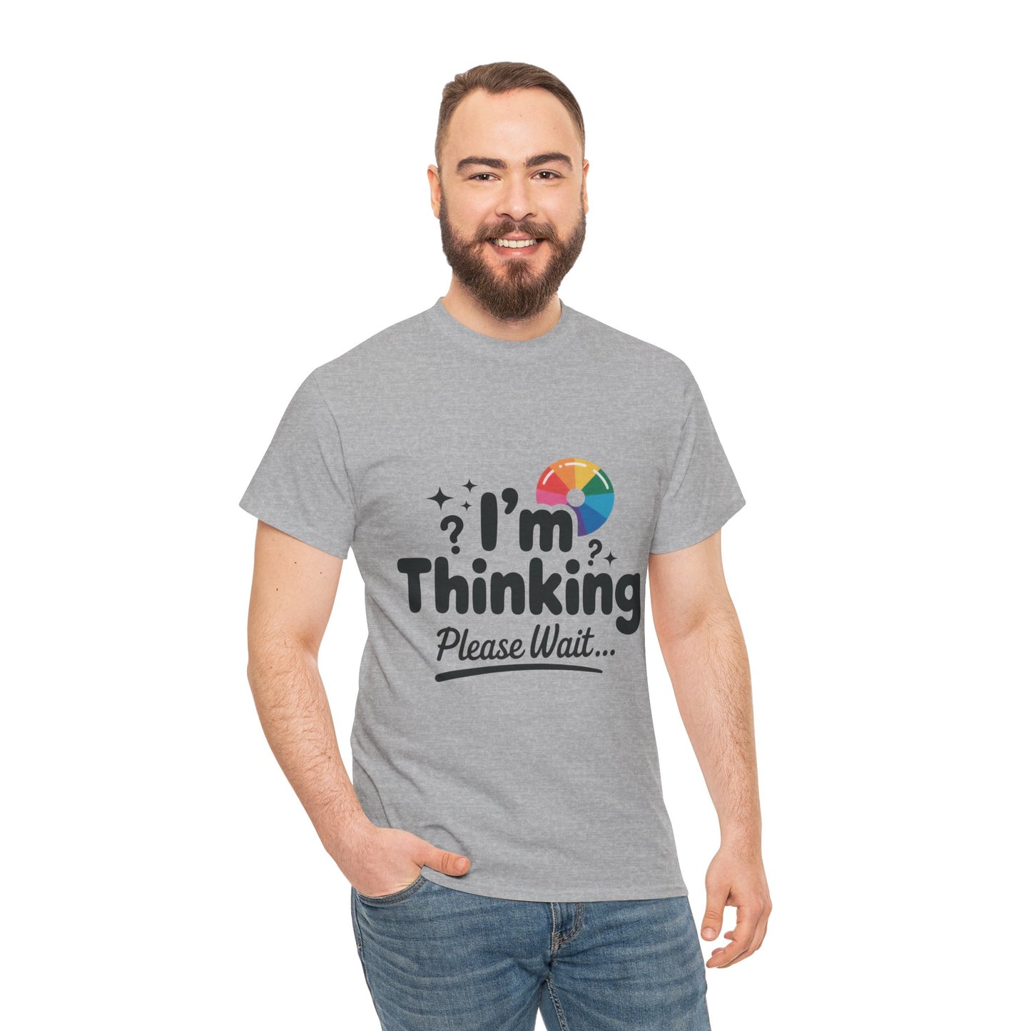 Funny - Im Thinking Please Wait - Mens T-Shirt, Cute Geeky Gift for Introverts, Programmers, Designers, Fun Humor Shirt, Gift for Adults