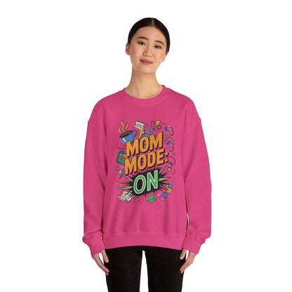 Mom Mode On Crewneck Sweatshirt, Gift for Mom, Mother's Day Humor T-Shirt, Cute Mama Life Graphic Tee, Mother's Day Gift