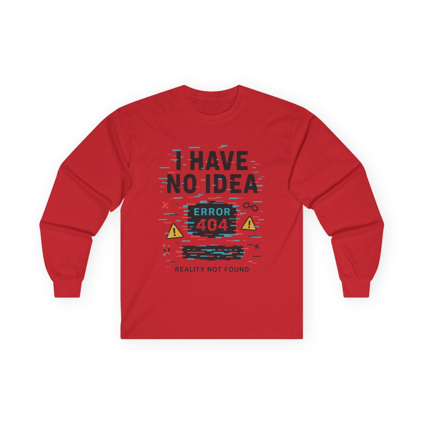 Funny Long Sleeve Tee with Error 404 Design, Gift for Tech Lovers, Casual Wear, Internet Humor, Geeky Apparel, Birthday Gift
