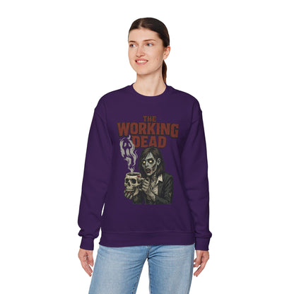 The Working Dead Women's Zombie Sweatshirt, Halloween Zombie Top, Work Humor Sweatshirt, Women's Heavy Blend™ Crewneck Sweatshirt