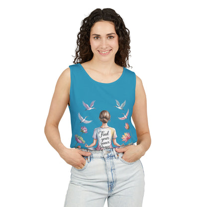 Meditation Floral Womens Tank Top, Find Your Inner Peace, Yoga Apparel, Gift for Mindfulness, Summer Relaxed Wear
