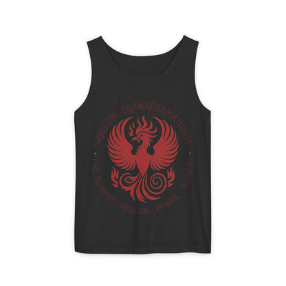 Phoenix Fire Element Tank Top, Sigillum Transformationis Seal, Passion Power Rebirth Totem, Phoenix Symbol Unisex Tank, Spiritual Tee
