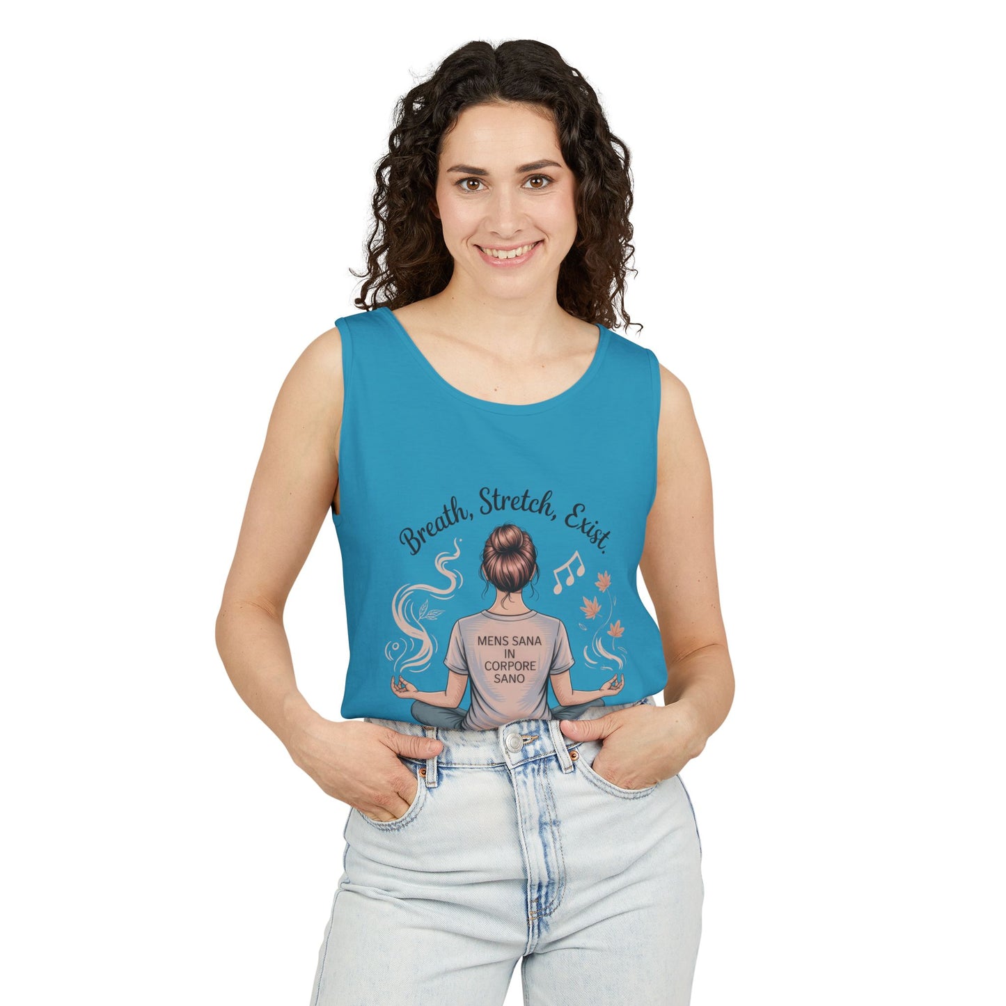 Zen Sarcastic Tank Top, Unisex Meditation Shirt, Breath Stretch Exist Tee, Yoga Apparel, Gift for Mindfulness Lovers