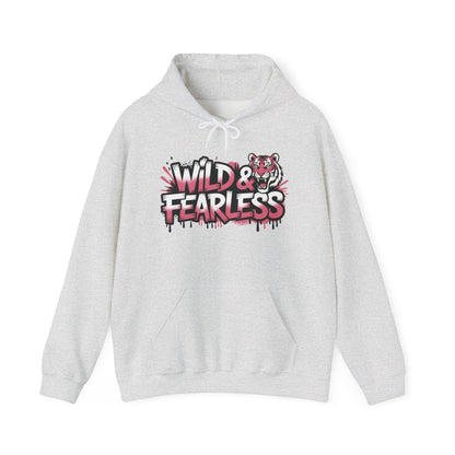 Women's Hoodie Wild & Fearless, Tiger Graffiti Graphic Pullover, Bold Urban Streetwear Hoodie