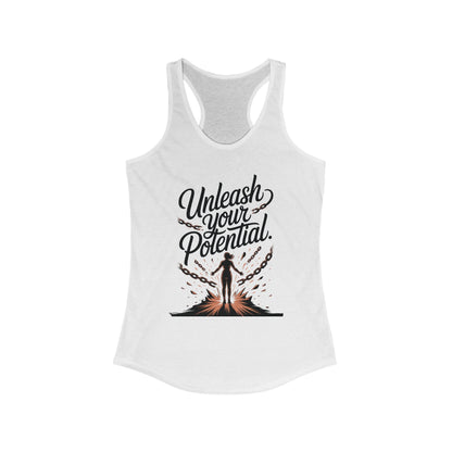 Unleash Your Potential Racerback Tank, Inspirational Workout Top, Motivational Gym Wear, Women's Activewear, Fitness Tank for Women