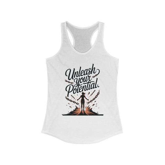 Unleash Your Potential Racerback Tank, Inspirational Workout Top, Motivational Gym Wear, Women's Activewear, Fitness Tank for Women