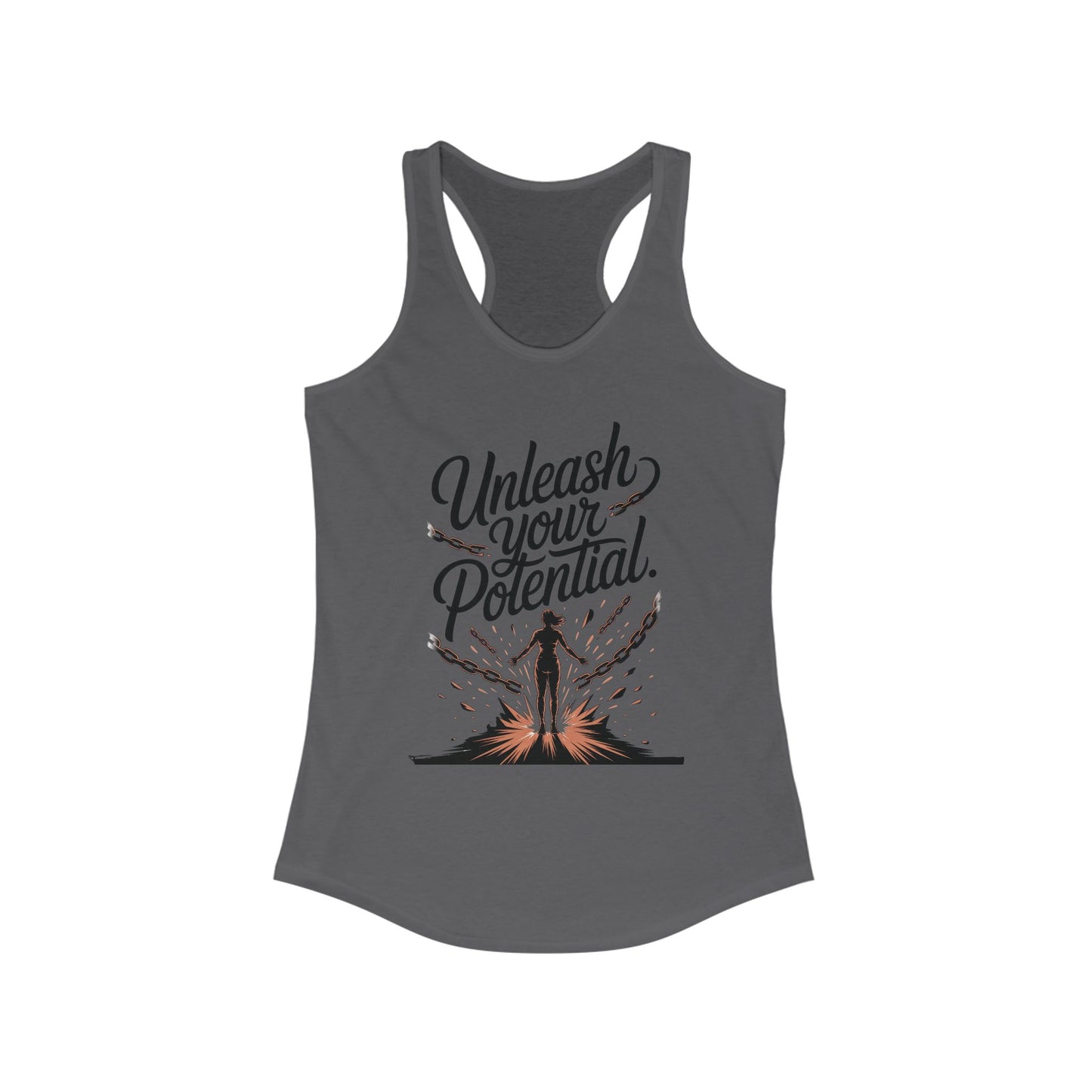 Unleash Your Potential Racerback Tank, Inspirational Workout Top, Motivational Gym Wear, Women's Activewear, Fitness Tank for Women
