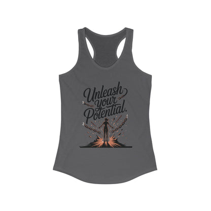 Unleash Your Potential Racerback Tank, Inspirational Workout Top, Motivational Gym Wear, Women's Activewear, Fitness Tank for Women