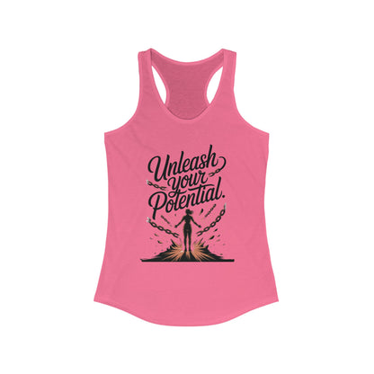 Unleash Your Potential Racerback Tank, Inspirational Workout Top, Motivational Gym Wear, Women's Activewear, Fitness Tank for Women