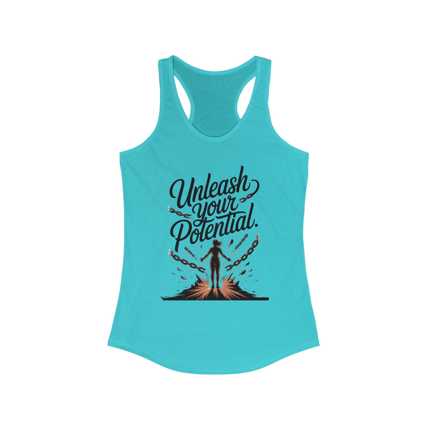 Unleash Your Potential Racerback Tank, Inspirational Workout Top, Motivational Gym Wear, Women's Activewear, Fitness Tank for Women