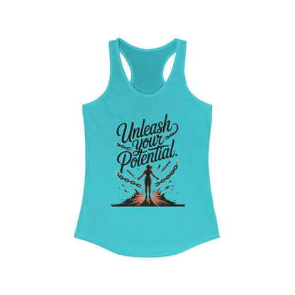 Unleash Your Potential Racerback Tank, Inspirational Workout Top, Motivational Gym Wear, Women's Activewear, Fitness Tank for Women