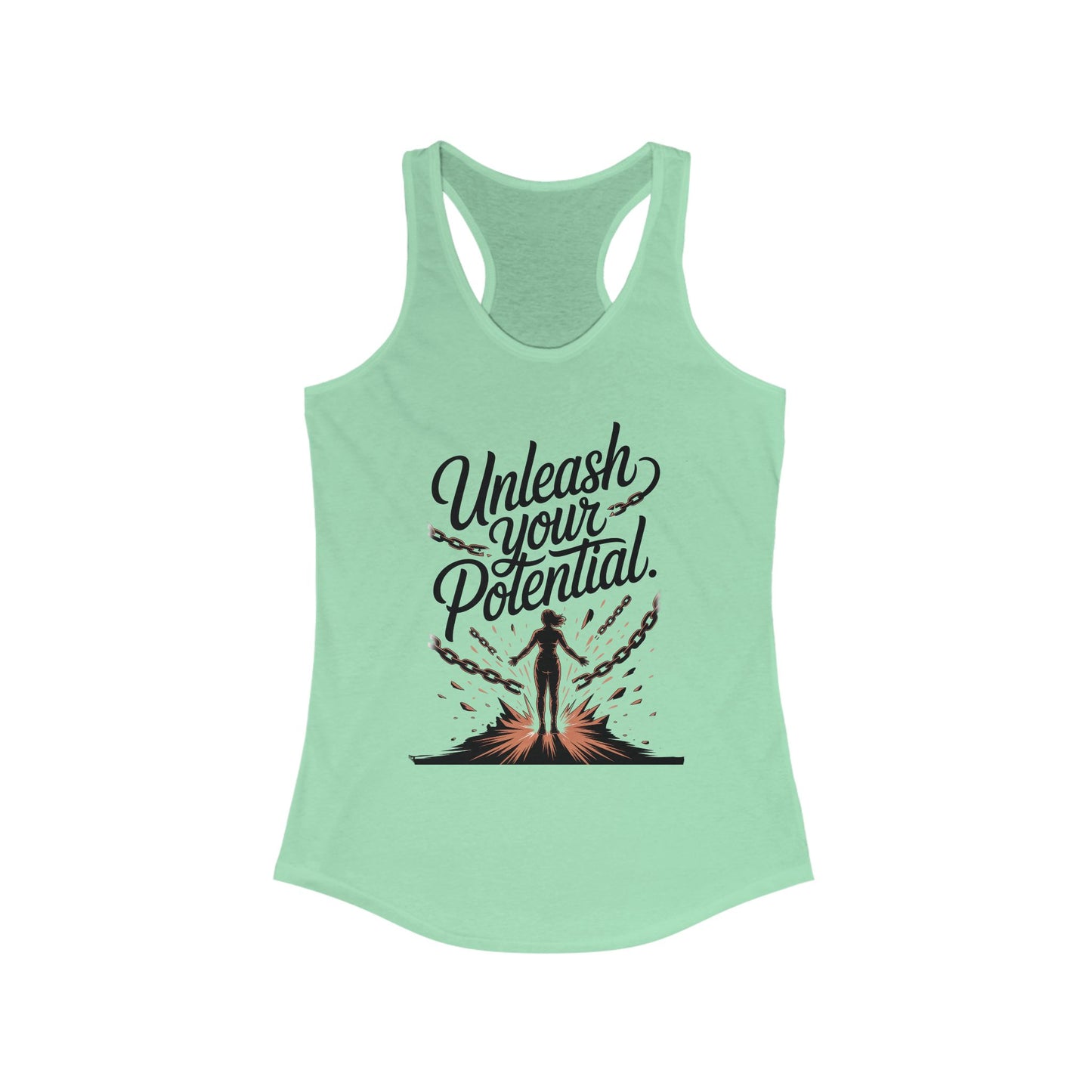 Unleash Your Potential Racerback Tank, Inspirational Workout Top, Motivational Gym Wear, Women's Activewear, Fitness Tank for Women