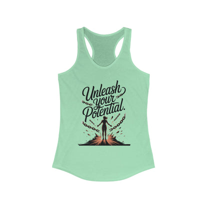 Unleash Your Potential Racerback Tank, Inspirational Workout Top, Motivational Gym Wear, Women's Activewear, Fitness Tank for Women