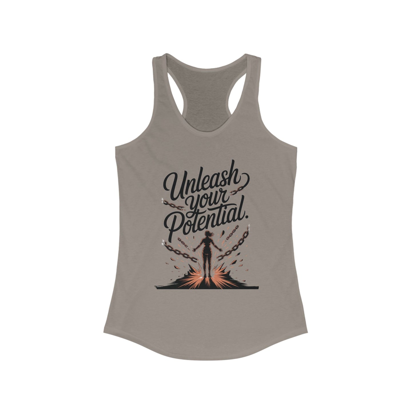 Unleash Your Potential Racerback Tank, Inspirational Workout Top, Motivational Gym Wear, Women's Activewear, Fitness Tank for Women