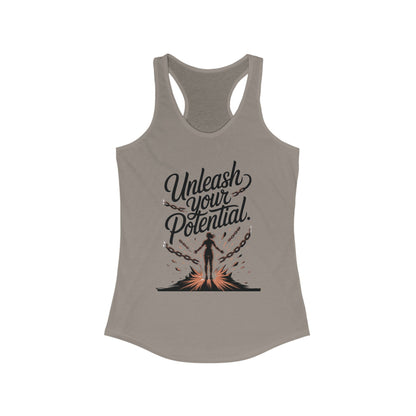 Unleash Your Potential Racerback Tank, Inspirational Workout Top, Motivational Gym Wear, Women's Activewear, Fitness Tank for Women