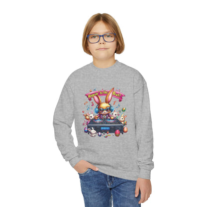 DJ Bunny Easter Kids Sweatshirt - Fun Music Bunny Crewneck for Spring, Hoppin' to the Beat Design, Cute Gift for Easter & Parties