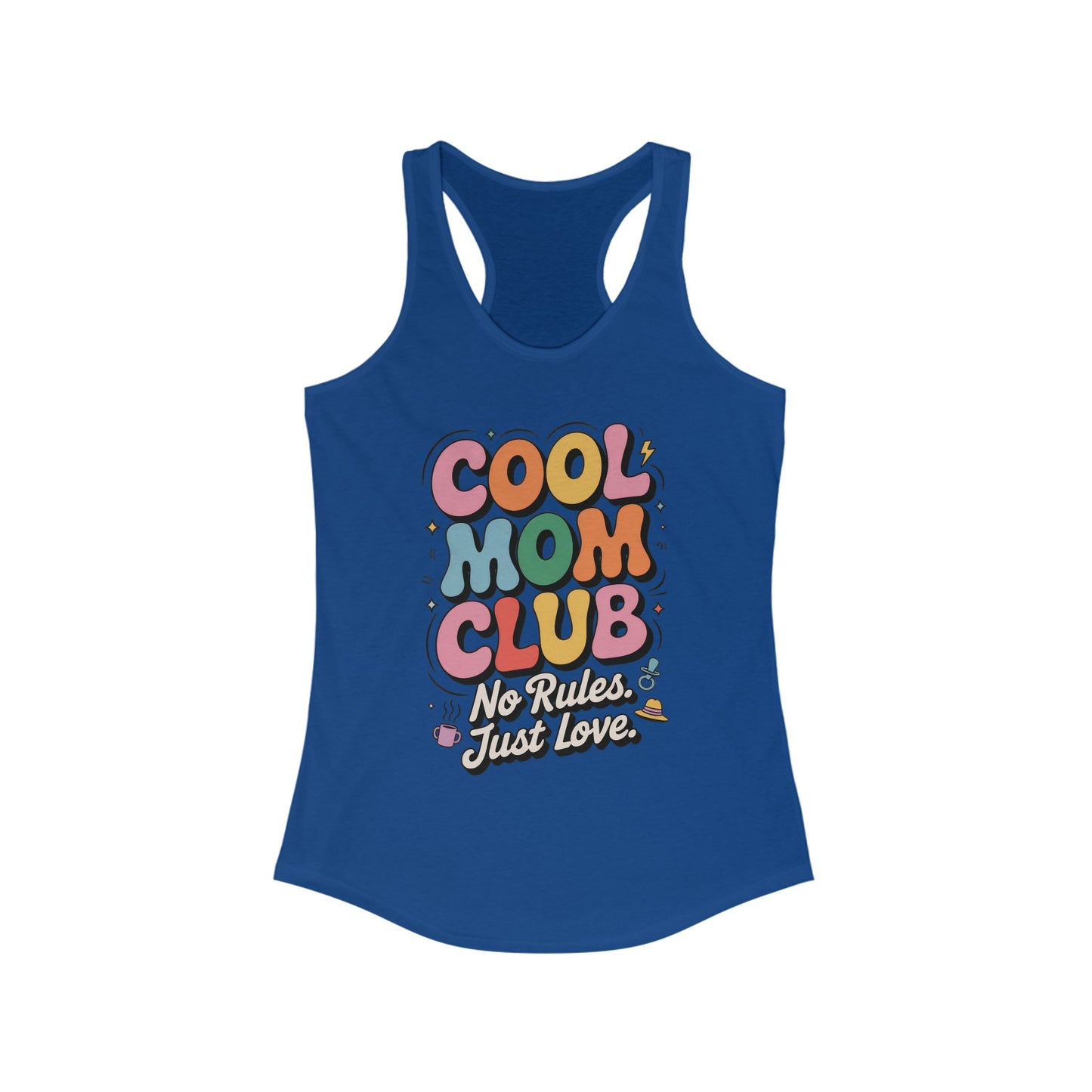 Cool Mom Club Racerback Tank, Gift for Moms, Mother's Day Gift, No Rules Just Love, Retro Colorful Unisex Heavy Blend Crewneck