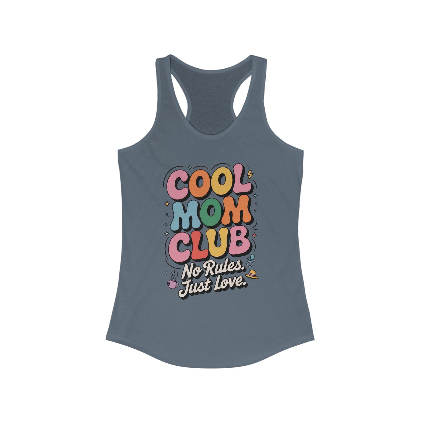 Cool Mom Club Racerback Tank, Gift for Moms, Mother's Day Gift, No Rules Just Love, Retro Colorful Unisex Heavy Blend Crewneck