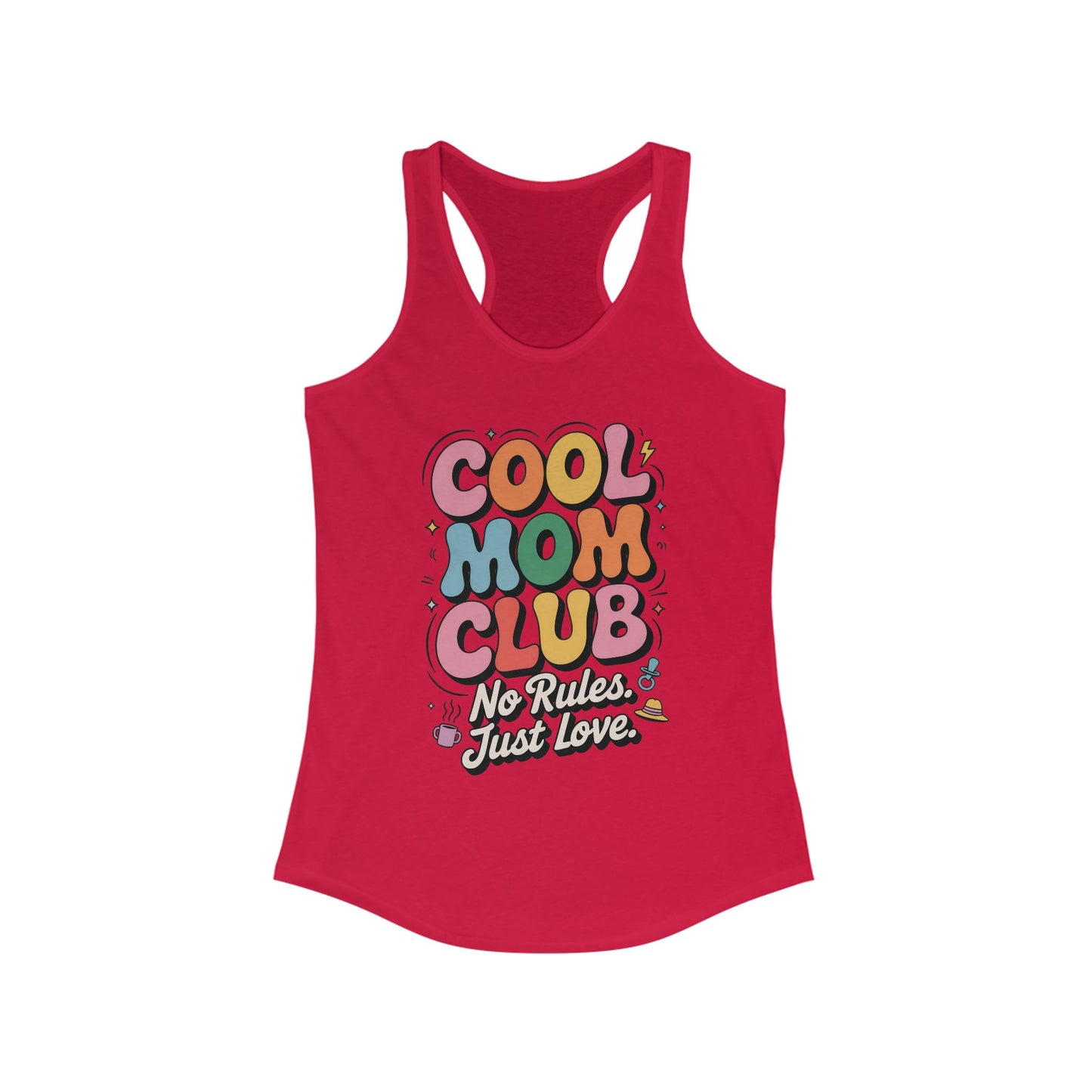 Cool Mom Club Racerback Tank, Gift for Moms, Mother's Day Gift, No Rules Just Love, Retro Colorful Unisex Heavy Blend Crewneck