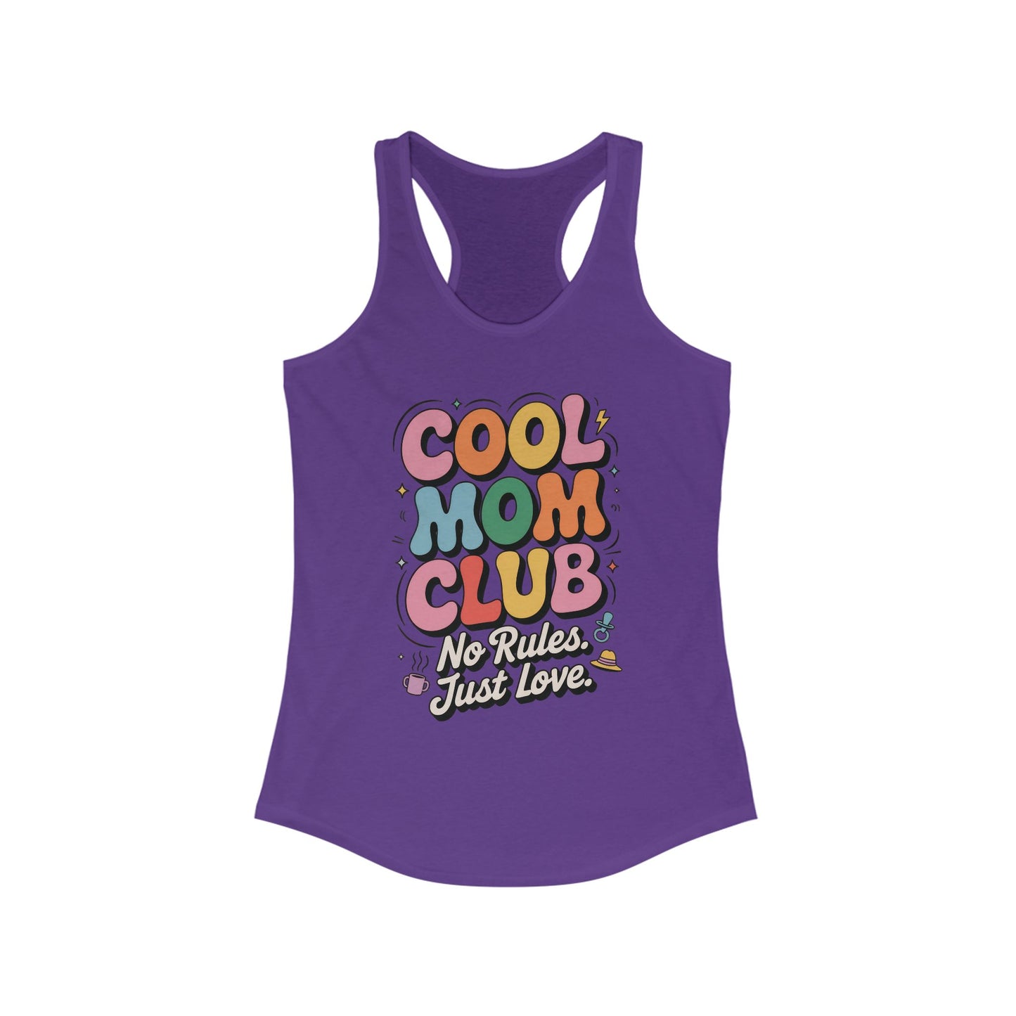 Cool Mom Club Racerback Tank, Gift for Moms, Mother's Day Gift, No Rules Just Love, Retro Colorful Unisex Heavy Blend Crewneck