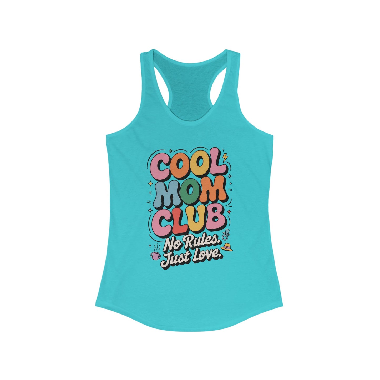 Cool Mom Club Racerback Tank, Gift for Moms, Mother's Day Gift, No Rules Just Love, Retro Colorful Unisex Heavy Blend Crewneck