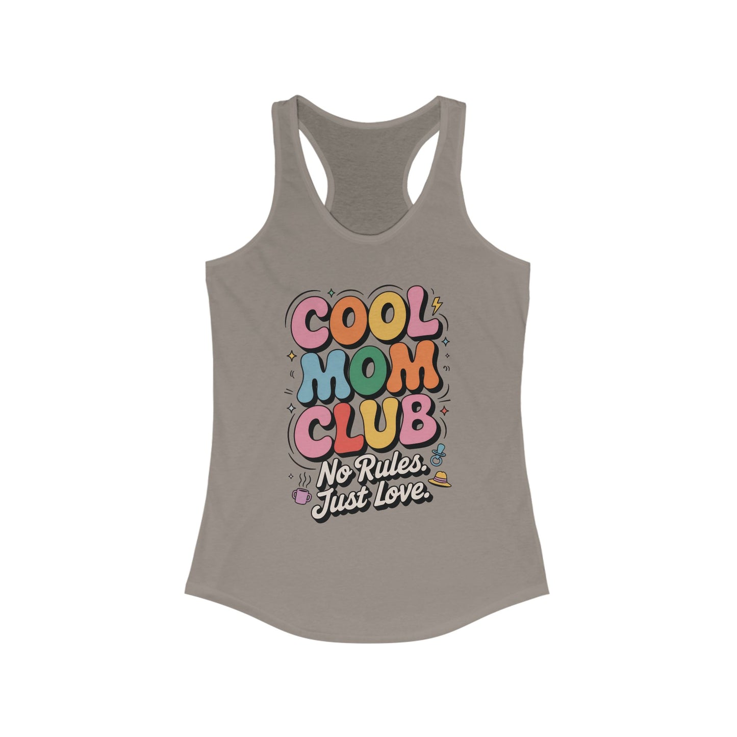 Cool Mom Club Racerback Tank, Gift for Moms, Mother's Day Gift, No Rules Just Love, Retro Colorful Unisex Heavy Blend Crewneck
